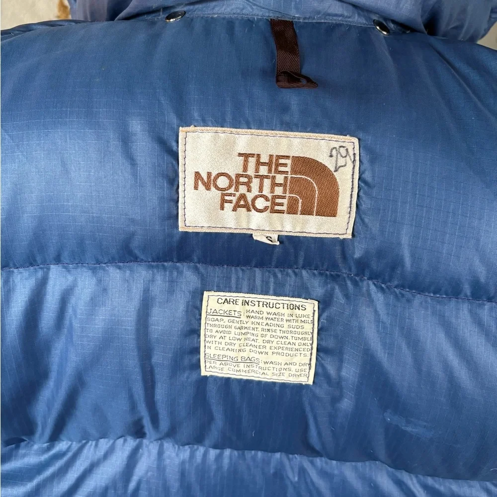 VTG The North Face Brown Label Down Puffer Jacket Blue Ripstop USA 70s/80s Men's